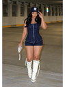 Midnight Muse Denim Shorts Set